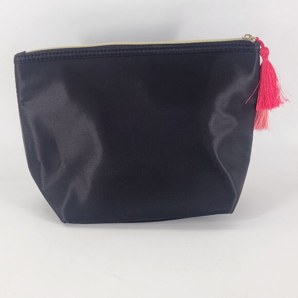 Tarte Black Cosmetic Makeup Bag Pouch W/ Pink Tassel Gold Plated Small Clutch - Picture 4 of 6